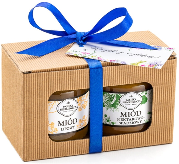 Zestaw miodów w kartoniku na prezent - 2x250g 