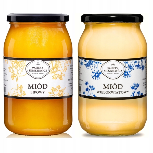 Zestaw miód lipowy i wielokwiatowy 1,2kg