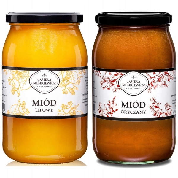 Zestaw miód lipowy i gryczany 1,2kg