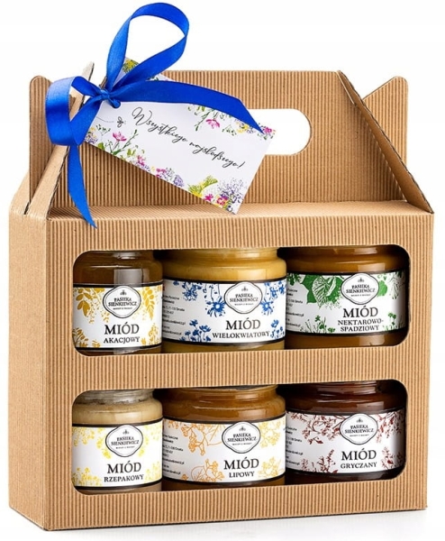 Zestaw miodów w kartoniku na prezent 6x250G 